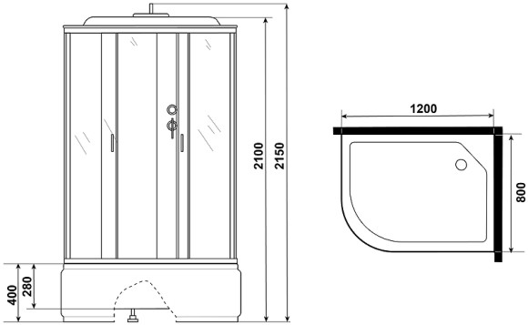 Душевая кабина Niagara Classic NG-2310-14R 120x80 без гидромассажа