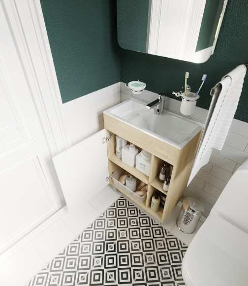 Тумба с раковиной 1MarKa Lido 60Н У83300 Дуб сонома Белый