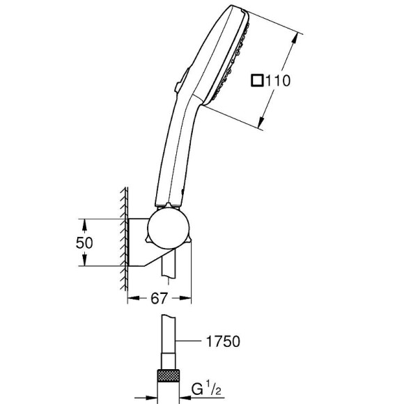 Душевой гарнитур Grohe Tempesta Cube 110 27584003 Хром Душевой гарнитур Grohe Tempesta Cube 110 27584003 Хром