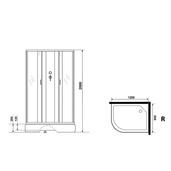 Душевая кабина Niagara Classic 120х90 R NG-33294-14RBKG с гидромассажем