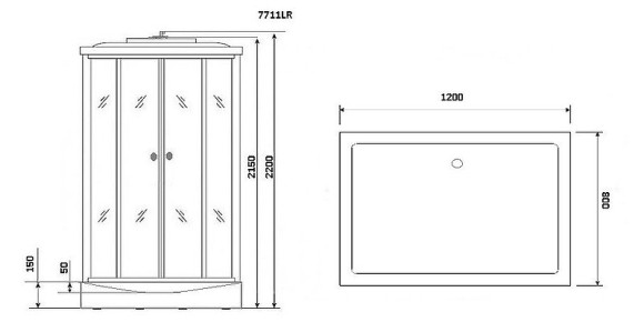 Душевая кабина Niagara Luxe 120x90 NG-7711WR с гидромассажем Душевая кабина Niagara Luxe 120x90 NG-7711WR с гидромассажем