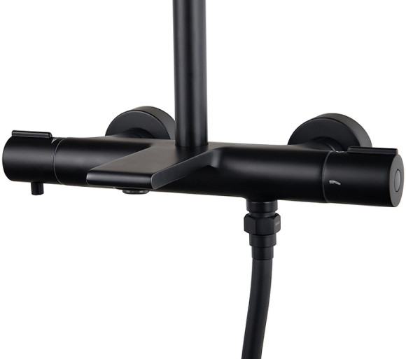 Душевая система Kaiser Serio 05382-9 с термостатом Черная матовая Душевая система Kaiser Serio 05382-9 с термостатом Черная матовая