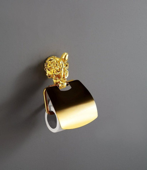 Держатель туалетной бумаги Art&Max Rose AM-B-0919-Do с крышкой Золото