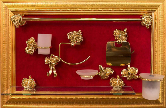 Держатель туалетной бумаги Art&Max Rose AM-B-0919-Do с крышкой Золото