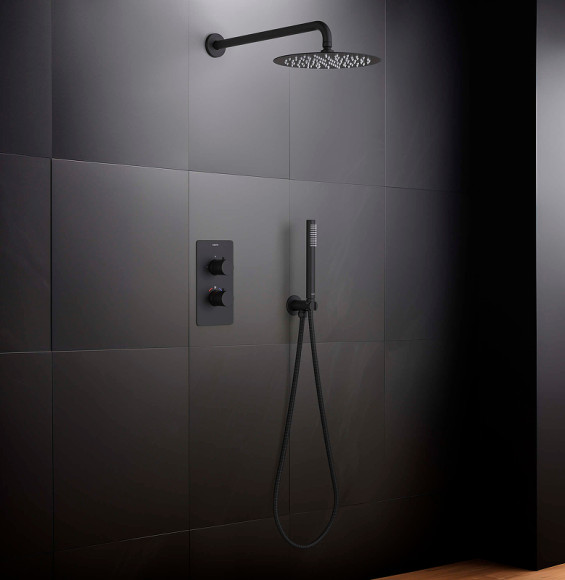 Душевая система Aquatek Европа AQ1376MB с термостатом Черная матовая