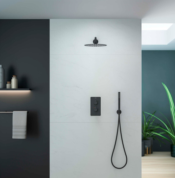 Душевая система Aquatek Европа AQ1376MB с термостатом Черная матовая