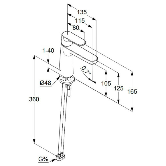 Смеситель для раковины Kludi Louva 242823975 Черный матовый Смеситель для раковины Kludi Louva 242823975 Черный матовый