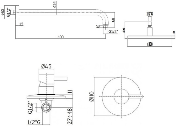 Душевая система Paffoni Light KITLIG011NOKING Черная матовая