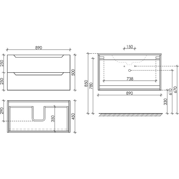 Тумба под раковину Sancos Norma 2.0 90 NR2.090W подвесная Белый глянец
