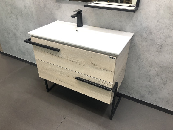 Тумба с раковиной Comforty Дюссельдорф 90 00-00004093 Дуб дымчатый