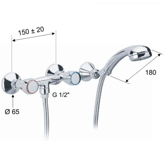 Смеситель для душа Remer 1000-2000 39Y Хром Смеситель для душа Remer 1000-2000 39Y Хром