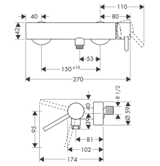 Смеситель для душа Axor Starck 10611000 Хром
