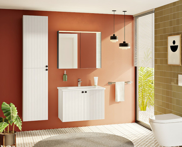 Зеркальный шкаф Vitra 80 66911 с подсветкой Антрацит глянцевый