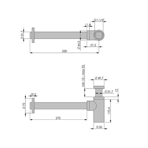 Сифон для раковины Giulini Futuro F5109LBROP Бронза матовая Сифон для раковины Giulini Futuro F5109LBROP Бронза матовая