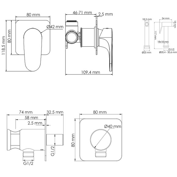 Гигиенический душ со смесителем WasserKRAFT Weida A3151.271.057.136 Хром