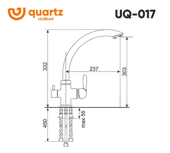 Смеситель для кухни Ulgran Quartz UQ-017-05 Бетон Смеситель для кухни Ulgran Quartz UQ-017-05 Бетон