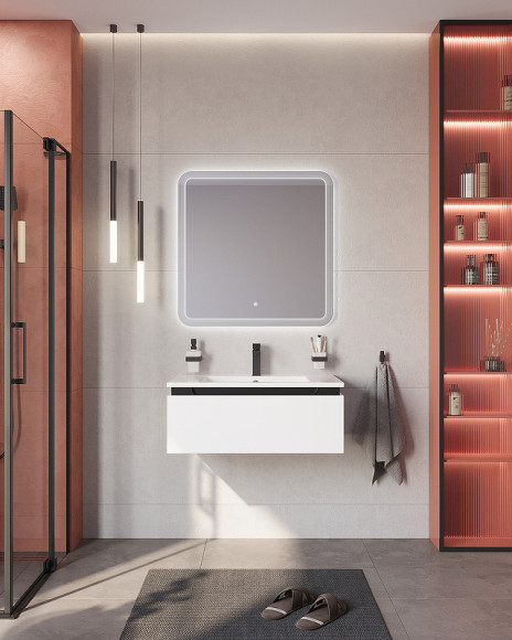 Тумба под раковину Cezares Slider 80 SLIDER-800-1C-SO-BO подвесная Bianco Opaco