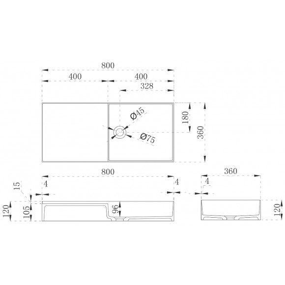 Раковина Abber Stein 80 AS2648 Белая матовая