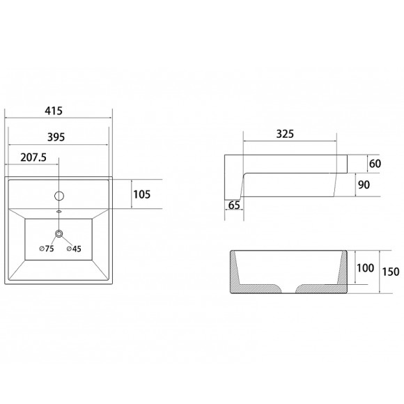 Раковина Abber Rechteck 41 AC2208 Белая Раковина Abber Rechteck 41 AC2208 Белая