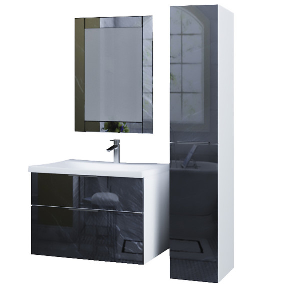 Шкаф пенал Marka One Idalgo 30П R У73147 подвесной Black stone Шкаф пенал Marka One Idalgo 30П R У73147 подвесной Black stone