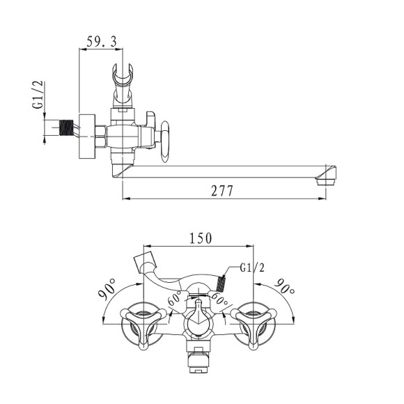 Смеситель для ванны Kaiser Trio 57055 универсальный Хром Смеситель для ванны Kaiser Trio 57055 универсальный Хром