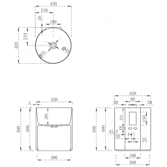 Раковина Abber Stein 42 AS2624 Белая матовая Раковина Abber Stein 42 AS2624 Белая матовая