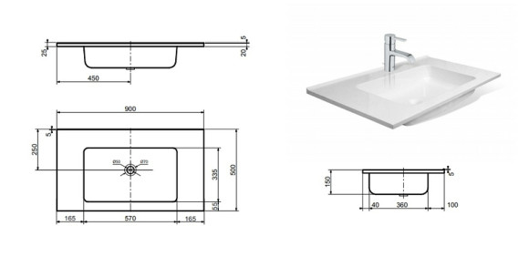 Раковина Эстет Каре 90 ФР-00000782 Белая Раковина Эстет Каре 90 ФР-00000782 Белая