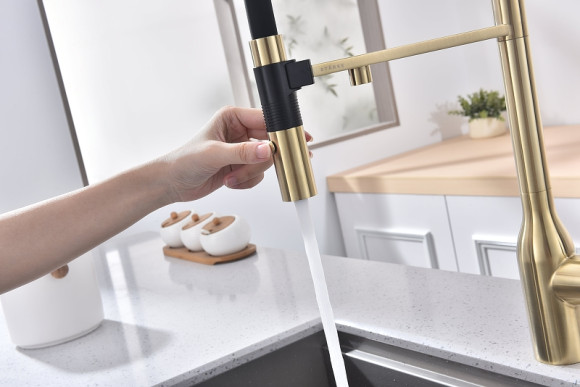 Смеситель для кухни Paulmark Magneto One Ma213188-SBG Светлое брашированное золото