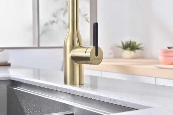 Смеситель для кухни Paulmark Magneto One Ma213188-SBG Светлое брашированное золото