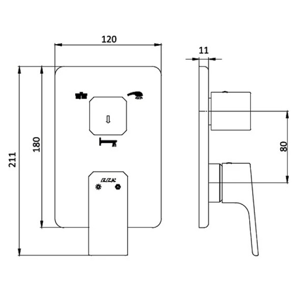 Смеситель для душа E.C.A. Tiera 102167305C1EX-K Черный матовый Смеситель для душа E.C.A. Tiera 102167305C1EX-K Черный матовый