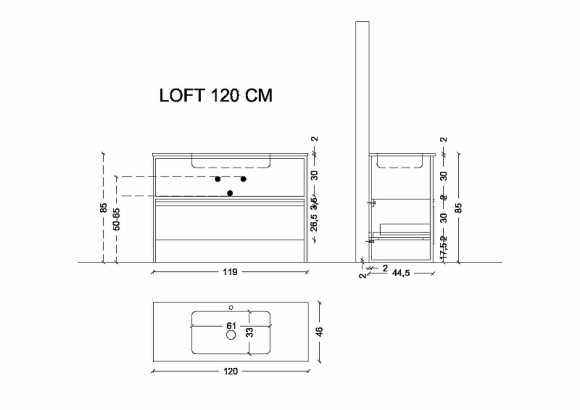 Тумба Boheme Armadi Art Loft 120 894-120-W подвесная Белая