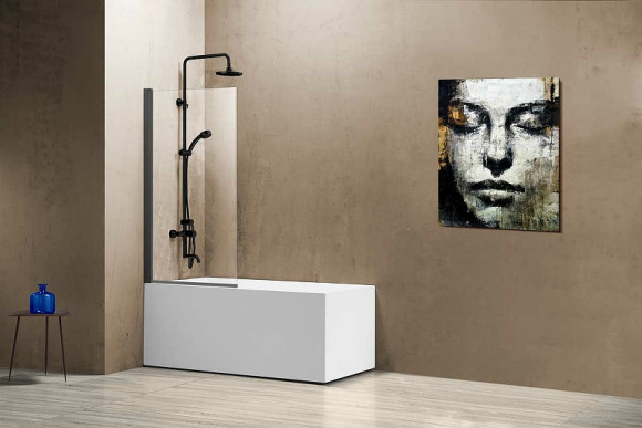 Шторка на ванну Vincea VSB 80x140 VSB-11800CLGM профиль Вороненая сталь стекло прозрачное