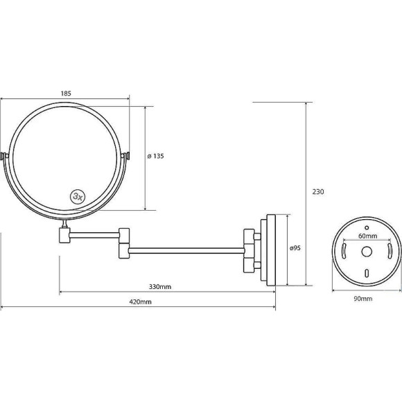 Косметическое зеркало Bemeta 106301705 с увеличением Нержавеющая сталь Косметическое зеркало Bemeta 106301705 с увеличением Нержавеющая сталь