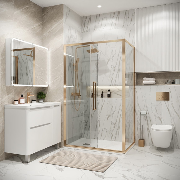 Душевой уголок Grossman Cosmo 130х70 120.K33.02.1370.32.00 профиль Золото сатин стекло прозрачное