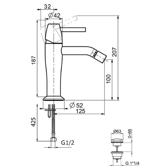 Смеситель для биде Webert Opera moderna OE840102015 Хром Смеситель для биде Webert Opera moderna OE840102015 Хром