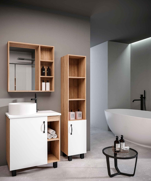 Тумба под раковину Grossman Флай 70 107001 Дуб сонома Белая