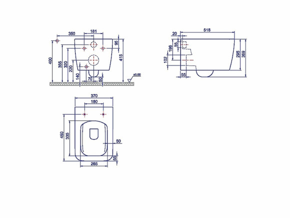 Унитаз Boheme Zen 967-WM подвесной без сиденья