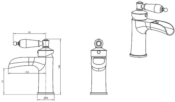 Смеситель для раковины Boheme Vogue 211-SW Золото Смеситель для раковины Boheme Vogue 211-SW Золото