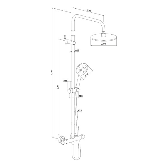 Душевая система Damixa Option DX218091000 с термостатом Хром