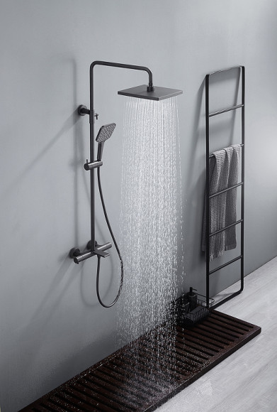 Душевая система Kaiser Serio 05382-15 с термостатом Вороненая сталь