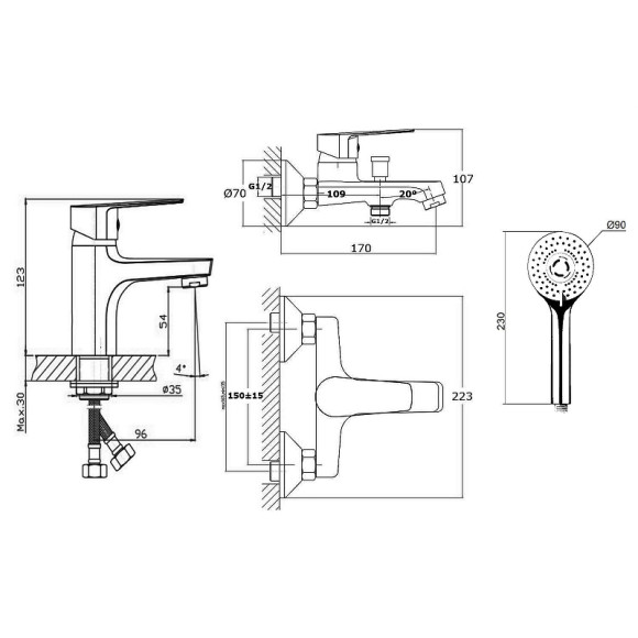 Комплект смесителей Orange Loop M26-311gr Графит Комплект смесителей Orange Loop M26-311gr Графит