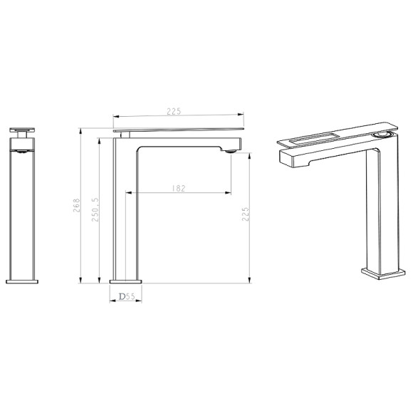 Смеситель для раковины Boheme Q 142-BCR Черный Хром