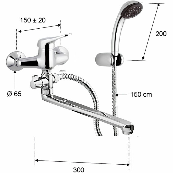 Смеситель для ванны Remer Kiss K4930330DEVVT универсальный Хром Смеситель для ванны Remer Kiss K4930330DEVVT универсальный Хром