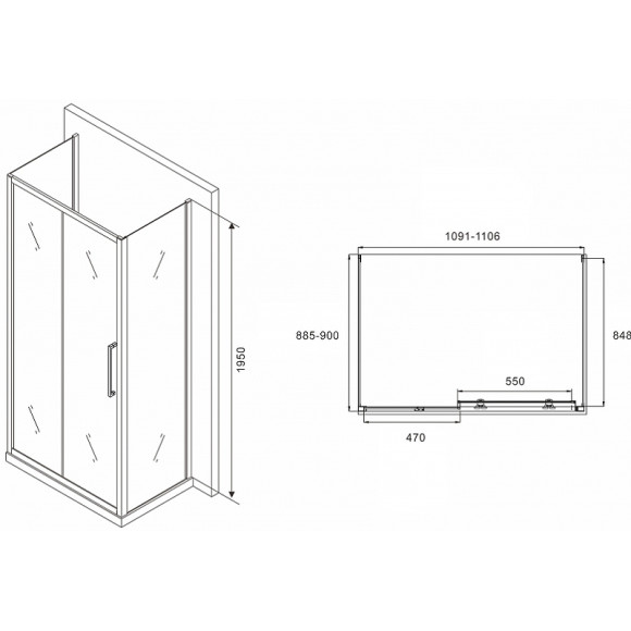 Душевой уголок Abber Schwarzer Diamant 110x90 AG30110MH-S90M-S90M профиль Хром стекло матовое Душевой уголок Abber Schwarzer Diamant 110x90 AG30110MH-S90M-S90M профиль Хром стекло матовое