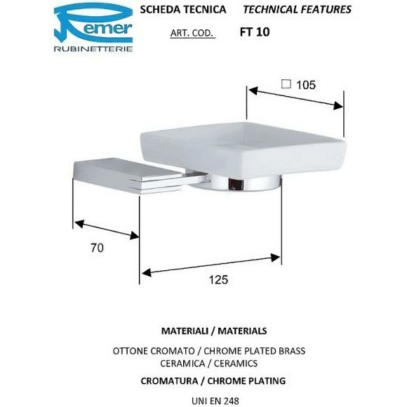 Мыльница Remer Flat FT10CR Хром Мыльница Remer Flat FT10CR Хром