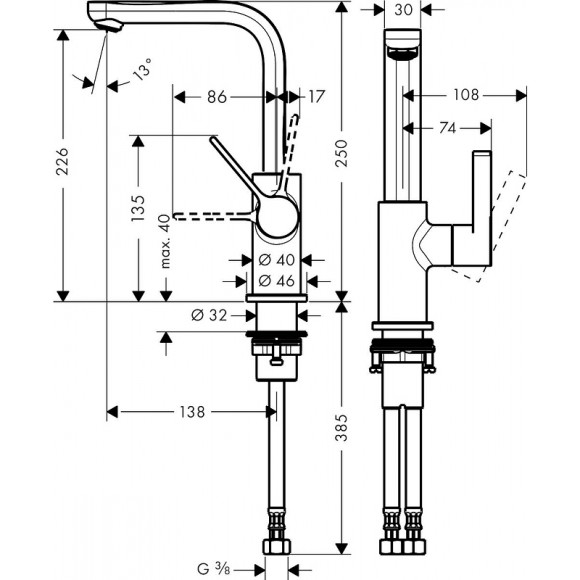 Смеситель для раковины Hansgrohe Metris S 31161000 Хром