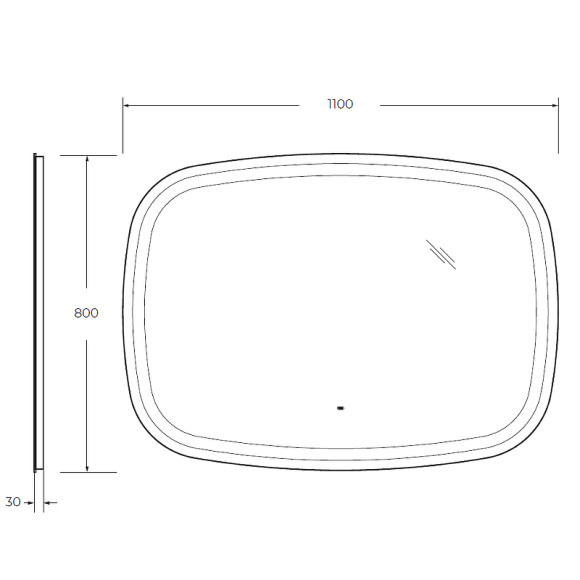Зеркало Cezares Molveno 110 CZR-SPC-MOLVENO-1100-800-MOV с подсветкой с сенсорным выключателем и датчиком движения