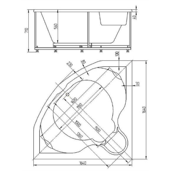 Акриловая ванна Aquatek Сириус 164х164 SIR164-0000006 с гидромассажем с фронтальной панелью с каркасом (разборный) со слив-переливом Акриловая ванна Aquatek Сириус 164х164 SIR164-0000006 с гидромассажем с фронтальной панелью с каркасом (разборный) со слив-переливом