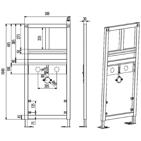 Инсталляция Creavit GLM100.01 для раковины Черная