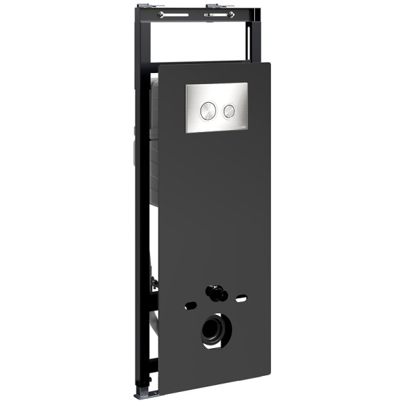 Инсталляция WasserKRAFT Salm 27TLT.010.ME.BL.BN01 для унитаза Черное стекло с клавишей смыва Никель